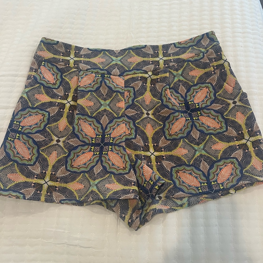 Stoosh High Waist Blue and Pink Shorts with Paisley Print